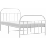  Metalni okvir kreveta uzglavlje i podnožje bijeli 100x190 cm | shoptok.hr