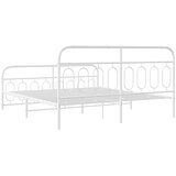  Metalni okvir kreveta uzglavlje i podnožje bijeli 193x203 cm | shoptok.hr