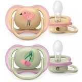 Philips tolažilna duda - silikon , sil. 0-6m, Ž, češnja/ptica, 2/1 Ultra air | Shoptok.si