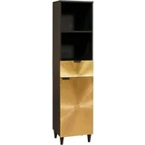 kupaonski ormar s ladicama crna i zlatna 38 x 33 x 160 cm