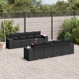  9-dijelni set vrtnih sofa s jastucima crni od poliratana | shoptok.hr