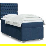 vidaXL Box spring postelja z vzmetnico modra 90x190 cm blago, (21321145) | Shoptok.si