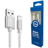 X Wave kabl USB2.0 na micro usb 1.2M,2A,aluminium,upleten srebrni Cene