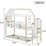 Möbrio Dvonadstropna postelja iz masivnega lesa - 90x200 cm - z oknom in stopniščem - bela, (22060431) | Shoptok.si