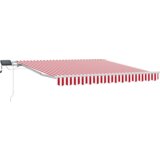 vidaXL Ročna retraktibilna tenda z LED, rdeča in bela, 300x250 cm | Shoptok.si