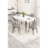 Hanah home trpezarijski set Nix, sto na razvlačenje i 4 stolice, bela ploča, braon noge, siva tkanina Babyface | Eponuda.com
