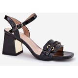 EVENTO Leather Patent Women's Heeled Sandals Black Mevonelle | shoptok.hr