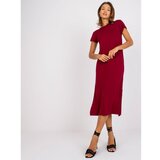 Fashion Hunters Dark burgundy Liliane viscose midi dress | Shoptok.si