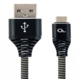 Gembird Premium cotton braided Micro-USB charging and data cable, 1 m, black/white CC-USB2B-AMmBM-1M-BW Cene