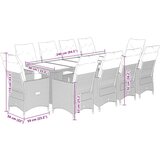 vidaXL 11-dijelni vrtni bistro set od poliratana s jastucima sivi - Bez naslona za noge Stakl 10 | shoptok.hr