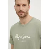 PepeJeans Bombažna kratka majica ABEL moška, zelena barva, PM509428