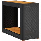  Vrtni bočni stolić s drvenom pločom crni 100x40x75 cm poliratan | shoptok.hr