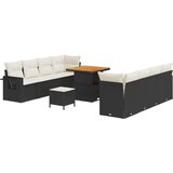  11-dijelni vrtni sofa set s jastučićima crni poli ratan akacija Vrtna garnitura - 3-dijelni vrtni blagovaonski set s jastučićim | shoptok.hr