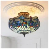 111897 - Plafonski luster Tiffany DRAGONFLY 3xE27/10W/230V prečnik 41 cm