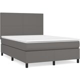 vidaXL Box spring postelja z vzmetnico siv 140x190 cm umetno usnje, (20899170) | Shoptok.si