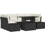 vidaXL vrtni set sofe Set od 7 Crna i krem Poli ratan, čelik, tkanina | shoptok.hr