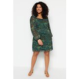 Trendyol Curve Plus Size Dress - Green - Skater cene