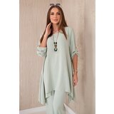 Kesi Włoski Set of blouse + pants with pendant dark mint | Shoptok.si