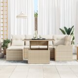  Set od 7 komada vrtnih sofa s jastučićima bež poly ratan | shoptok.hr