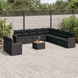  12-dijelni set vrtnih sofa od poliratana s jastucima crni Cijene