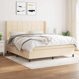  Krevet s oprugama i madracem krem 160x200 cm od tkanine | shoptok.hr