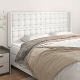 The Living Store Vzglavje z ušesi belo 183x16x118/128 cm umetno usnje - Vzglavje, (21659071) | Shoptok.si