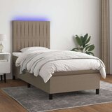  Box spring postelja z vzmetnico LED taupe 90x200 cm blago Cene