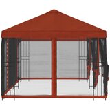 Paviljon s bočnim stranama 6 x 3 m Terakota Poliester i čelik | shoptok.hr
