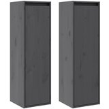 Furnova Stenska omarica 2 kosa siva 30x30x100 cm trdna borovina, (21949723) | Shoptok.si