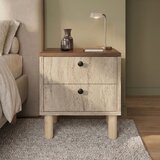 Hanah home noćni ormarić Rayme, 44,5 cm, travertin / orah Venezia u