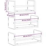 Set zidnih polica 3 pcs Crni hrast 40x16x14cm Konstruirano drvo | shoptok.hr