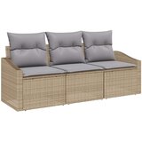  Vrtni kauč set 3 dijela Svjetlosiva Bež Ratan Poliester jastučići | shoptok.hr