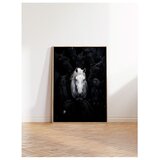 Wallxpert uramljena slika 115190, beli konj među crnim konjima, 50 x 70 cm, ram u boji prirodnog drveta Cene
