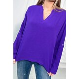 Kesi Cotton blouse with rolled up sleeves in dark purple color | Shoptok.si