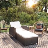 Maison Chic Ležalnik - Sončna ležalnik s kremno belo blazino poli ratan črn, (22042668) | Shoptok.si
