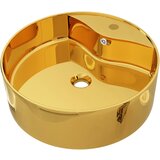 Maison Chic Umivalnik - Kopalna umivalnik z odprtino za odtekanje 46,5x15,5 cm keramičen zlat, (21684852) | Shoptok.si