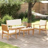 vidaXL Sofa set Set 4 Naravno Trden akacijev les | Shoptok.si