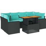 vidaXL Vrtna garnitura - 7-dijelni set vrtnih sofa od poliratana s jastucima crni - Crna sa spremištem 1 | shoptok.hr