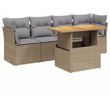 Maison Chic Seti vrtnega pohištva - Vrtna garnitura - Vrtni pohištvo set 5-delna z blazinami bež poli ratan, (21813837) | Shoptok.si