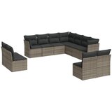  The Living Store Vrtna sedežna garnitura 11-delna z blazinami siv poli ratan - Vrtna Sedežna Garniture, (21449497) | Shoptok.si