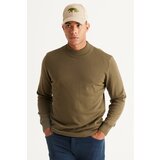 ALTINYILDIZ CLASSICS Men's Khaki Standard Fit Normal Cut Half Turtleneck Cotton Knitwear Sweater. cene