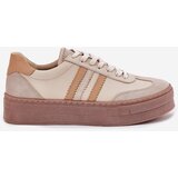 Zazoo Ladies Leather Sneakers On Platform N1234 Beige | shoptok.hr