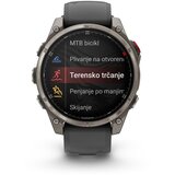 Garmin multisport GPS sat fēnix 8 Pro 47 mm AMOLED Sapphire, titanij, grafitno/crni silikonski remen | shoptok.hr