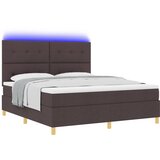 vidaXL Box Spring postelja z vzmetnico in LED temno rjava 180x200 cm blago, (22067101) | Shoptok.si