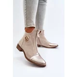Kesi Women's flat boots with zipper, beige Loratie