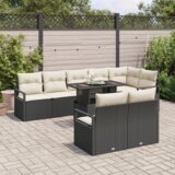 vidaXL 9-delni vrtni sofa set z blazinami črn poli ratan | Shoptok.si