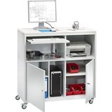 eurokraft basic Pomičen računalniški pult, VxŠxG 1184 x 1180 x 590 mm, svetlo siva RAL 7035 | Shoptok.si