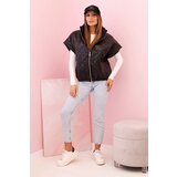 Kesi Włoski Women's quilted vest with short sleeves and a stand-up collar black | Shoptok.si