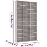 Cd Omarica za CD plošče betonsko siva 102x23x177,5cm iverna plošča | Shoptok.si