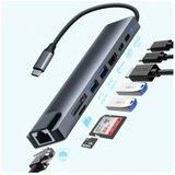 Zeus Adapter-konverter USB Tip C 11/1 1xUSB3.0/3xUSB2.0/HDMI/TF/SD/Audio/RJ45/VGA/Tip C PD | ePonuda.com
